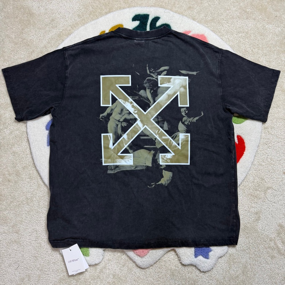 Off-White Caravaggio Arrow T-Shirt Washed Black Size XL